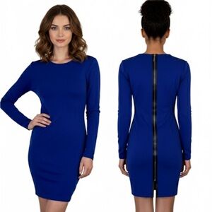 Emage boutique stunning blue full zipper sexy back cocktail semi formal dress l